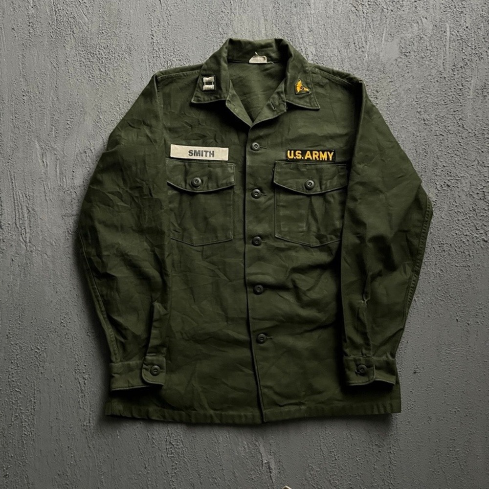 Vintage OG 107 Shirt Large Green 1960s Utility Fatigue US Army